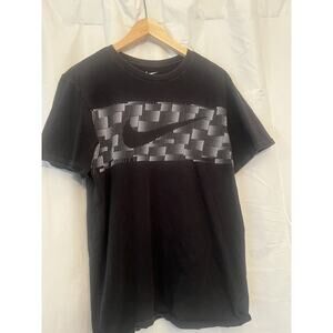 NIKE dri fit big swoosh front logo short sleeve micromesh shirt men's size L